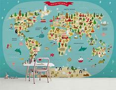 Image result for 3D World Map for Wall