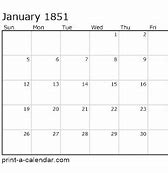 Image result for 1851 Calendar