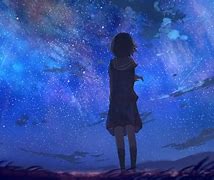 Image result for Anime Girl Looking at Sky Night