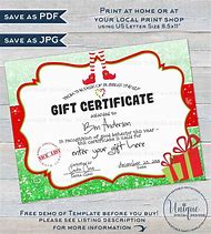 Image result for Gift Certificate From Santa