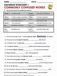 Image result for Confusing Words in English Exercises