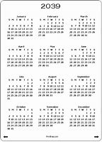 Image result for 2039 Calendar