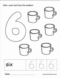 Image result for Number 6 Coloring Worksheet