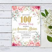 Image result for 100th Birthday Invitations for Women