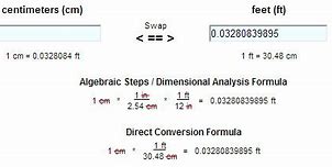 Image result for Feet to Centimeters Formula