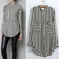 Image result for Black and White Striped Long Sleeve Shirt