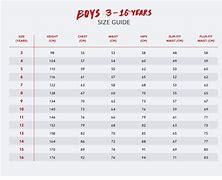 Image result for Boys Size Chart Inches