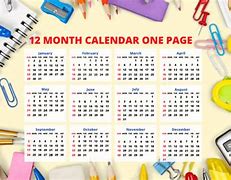 Image result for 12 Month Calendar One Page