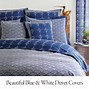 Image result for White Duvet Cover with Blue Piping