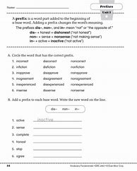 Image result for Sample Activity On Prefixes