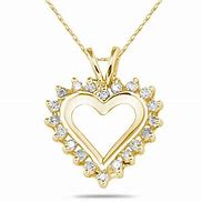 Image result for 10K Yellow Gold Diamond Heart Pendant Necklace