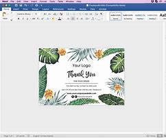 Image result for Thank You Card in Microsoft Word Template