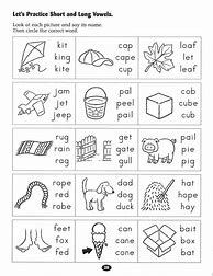 Image result for Long Vowel Sounds Worksheets for Kindergarten