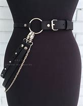 Image result for Black Leather Chain Belt