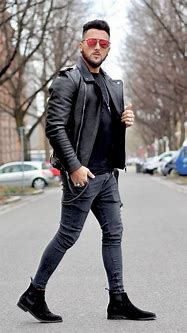 Image result for Leather Jacket Man Outfit