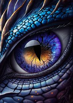 'Blue Dragon Eye' Poster, picture, metal print, paint by PrintYourDigitals | Displate