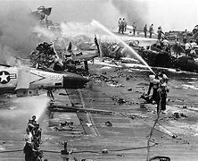 Image result for USS Forrestal Fire John McCain