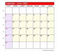 Image result for 1805 June Calendar