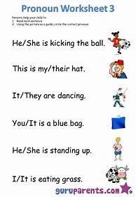 Image result for Easy Pronoun Worksheets