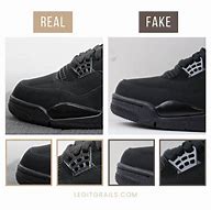 Image result for Jordan 4 Black Cat Real vs Fake