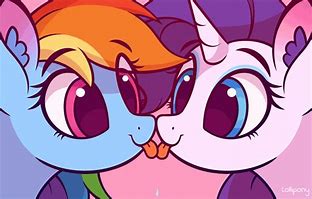 Image result for Rainbow Dash and Rarity Kissing