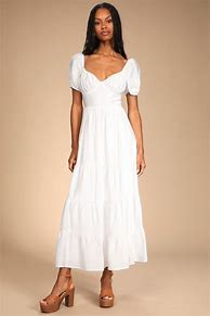 Image result for White Puff Sleeve Maxi Dress