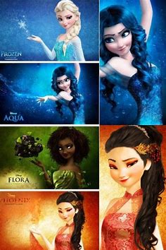 This is awesome it has Elsa in frozen, and other girls that could be her sisters with d… | Disney princess pictures, Disney princess drawings, Disney princess funny