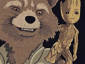 Image result for Rocket Raccoon Cartoon and Baby Groot