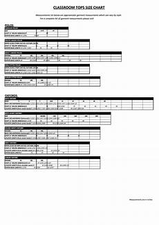 Classroom Tops Size Chart And Real School Uniforms Size