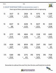 Image result for 3rd Grade Subtraction with Regrouping