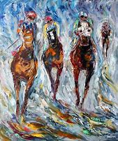 Image result for Horse Racing Oil Painting