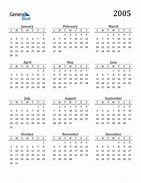 Image result for Calendar for 2005 Year
