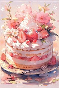 Join the ₊˚𐐒🎄𐐚 Bee's Nest ✿ Winter Wonderland ៸៸⛄୨୧ ˚˳ Discord Server! in 2023 | Cute food art, Anime cake, Dessert illustration