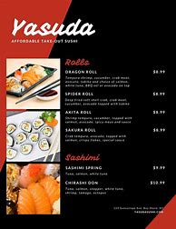 Image result for Printable Sushi Menu
