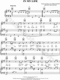 Image result for In My Life Beatles Sheet Music