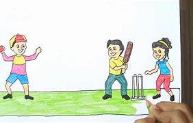 Image result for Playing Cricket Drawing