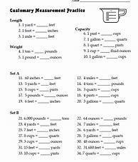 Image result for Customary Measurement Worksheets