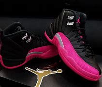 Image result for Jordan 12 Pink and Black