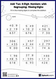 Image result for Regrouping Math Worksheets 4th Grade