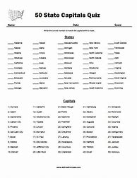 Image result for Us State Capitals Quiz Printable
