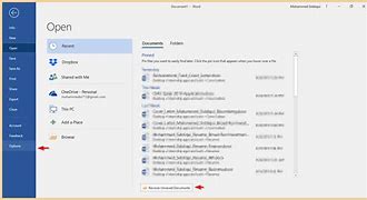 Image result for Unsaved Word Document Recovery Windows 10