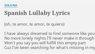 Image result for Spanish Lullaby Lyrics