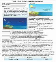 Image result for Land and Sea Breeze Worksheet