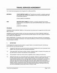 Image result for Travel Agreement Template
