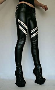 Image result for Black and White Leather Pants