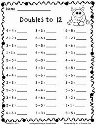 Image result for Adding Doubles Free Printable Worksheets