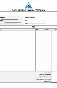 Image result for Blank Construction Invoice Template