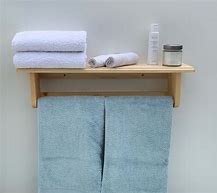 Image result for Wood Towel Rack Bathroom Shelf