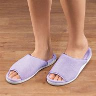 Image result for Black Open Toe Terry Slippers