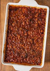 Image result for BBQ Baked Beans with Brisket Topped with Cheese for a Dip